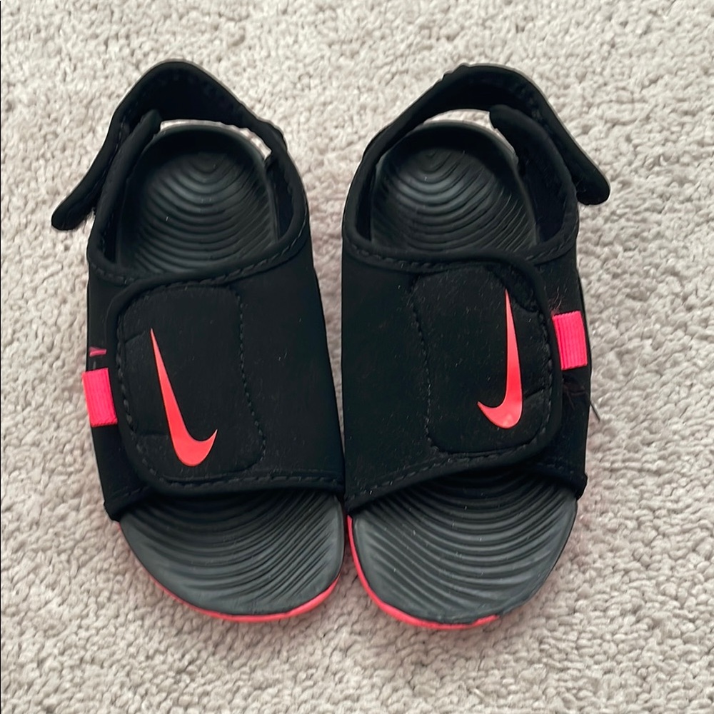 Nike Kids Black and Pink Sandals